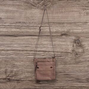 Gussaci Blush Nude Faux Leather Crossbody Handbag Gold Accents‎